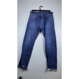 Railcar Fine Goods Jeans Mens‎ 32x32 Blue Straight Leg Denim Made USA Distressed